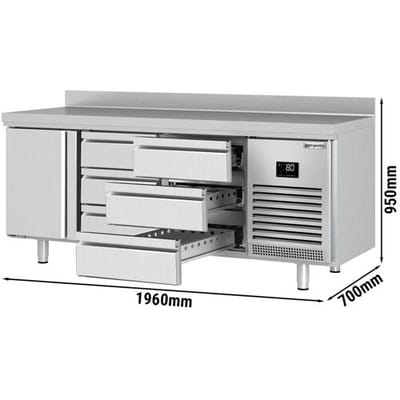 GGM Gastro Kühltisch Premium PLUS - 1960x700mm - mit 1 Tür - 6 Schubladen - mit Aufkantung