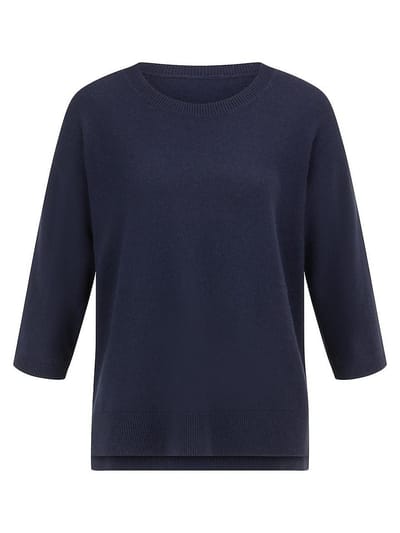Ronde hals trui kasjmier Van Peter Hahn blauw