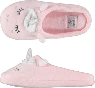 Meisjes instap slippers/pantoffels eenhoorn - roze - maat 33-34 - Kindersloffen