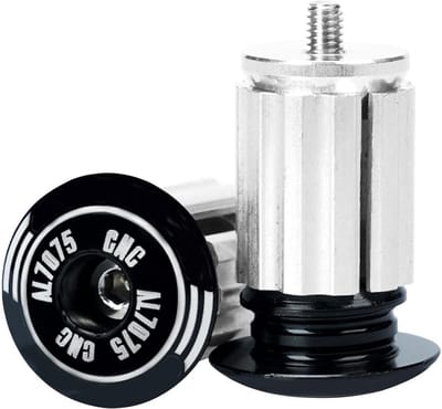 Stuuruiteinden Aluminium - Stuurdoppen Fiets - Fiets Beschermen - Geanodiseerde Afwerking - 2.3x3.2 cm - Zwart