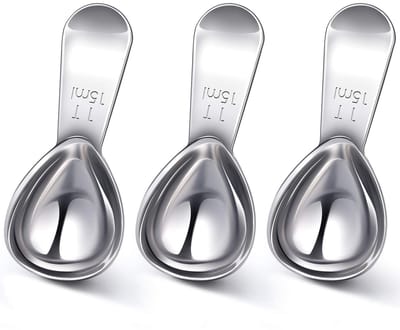 3 stuks - Lepels - Roestvrij staal - Theelepel - Met maatverdeling - Koffielepel met kort handvat - Geschikt voor keuken en bakken - Multifunctionele maatlepel - 15 ml - zilver