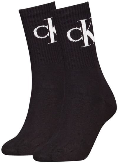 Calvin Klein 2-paar Crew dames sokken - Logo - katoen - 38 - Zwart