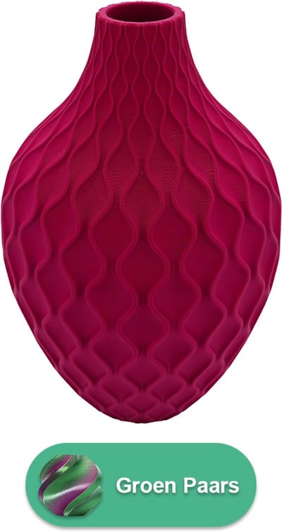 Ophira moderne vaas – Decoratieve vaas - Groen / Paars - 3d geprinte vaas – geschikt voor droogbloemen - 20CM
