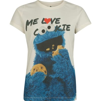 Sesame Street T-shirt - Cookie Monster - Krümelmonster - Me Love Cookie - S tot 3XL - voor Vrouwen - meerkleurig