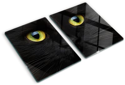 Tulup Glazen Snijplank - Geel Kattenogen UV Gelaagd Glas Serveerplank - SET van 2 STUKS 40 x 52 cm - Snijplanken van Glas-UV Gelaagd Glas Serveerplanken-Serveerplanken van glas-Anti-Slip Snijplanken-Keukenbenodigdheden