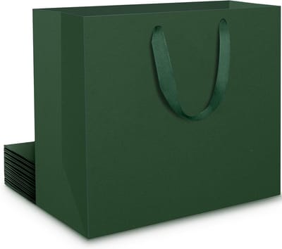 Grote groene cadeauzakken van kraftpapier - 10 stuks - 32x11.5x28 cm - stevige verpakking voor feestdagen en verjaardagen