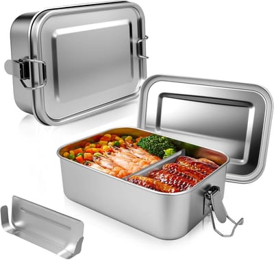 Roestvrijstalen broodtrommel 850ml lekvrij met afscheiding en afdichtring - BPA-vrij lunchbox voor kinderen en volwassenen - voedselcontainer geschikt voor sandwich, salade en fruit