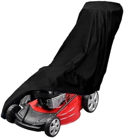 Afdekking voor grasmaaiers met trekkoord - 195 x 112 x 66 cm - waterdicht - winddicht - uv-bestendig - stofdicht - weerbestendige hoes voor grasmaaier - zwart - beschermhoes voor grasmaaier