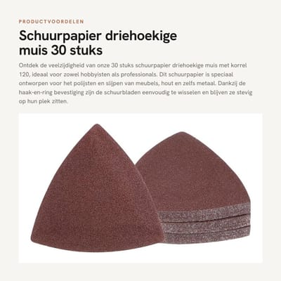 Dailygoods- Schuurpapier Set 30 Stuks - Schuurpapier Driehoek 120mm - Korrel 40-3000 - Antistatisch - Aluminiumoxide - Voor Hout en Metaal - Schuurvellen