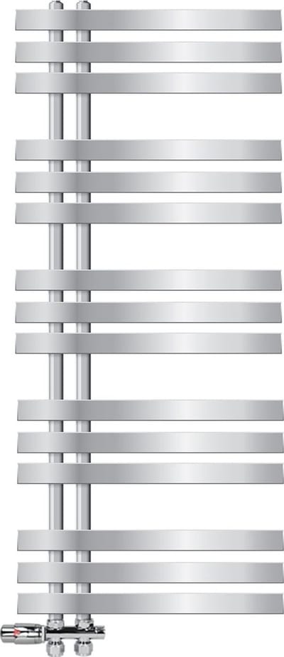 Badkamerradiator middenaansluiting 500x1200 mm chroom met onderaansluitset LuxeBath