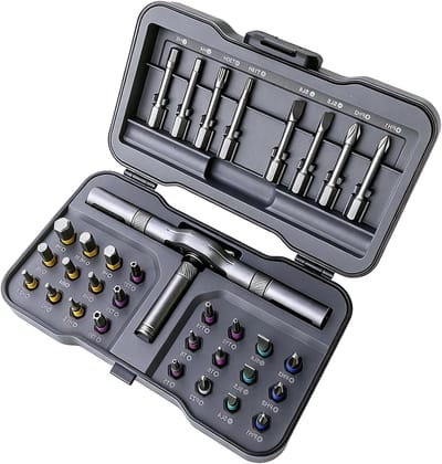 Ratel Schroevendraaier Set - Precisie Driver Set - Elektronica Reparatie - Magnetische Grip - 32-in-1 - Grijs