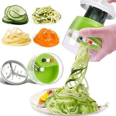 Famanu – 4-in-1 groentespiraal, handspiraalsnijder voor courgette, wortelen en meer, ideaal voor gezonde maaltijden