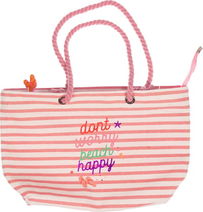 Kangaro strandtas - Beach Happy - linnen gevoerd - 30x25x12 cm - zwemtas