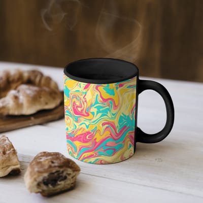 Magische Mok - Foto op Warmte Mokken - Koffiemok - Geel - Roze - Blauw - Retro - Magic Mok - Beker - 350 ML - Theemok