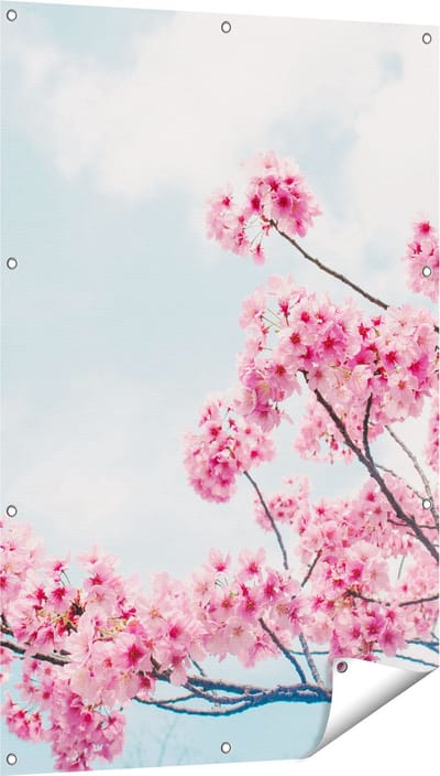 Gards Tuinposter Roze Bloesemboom - Bloemen - 80x120 cm - Tuindoek - Tuindecoratie - Wanddecoratie buiten - Tuinschilderij