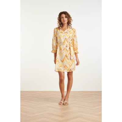 Smashed Lemon Tuniek jurk met gele zigzag aztec print en ceintuur |