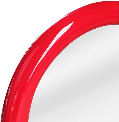 Vente-unique Ronde wandspiegel in paulowniahout - D.60 cm - Rood gelakt - MAELO