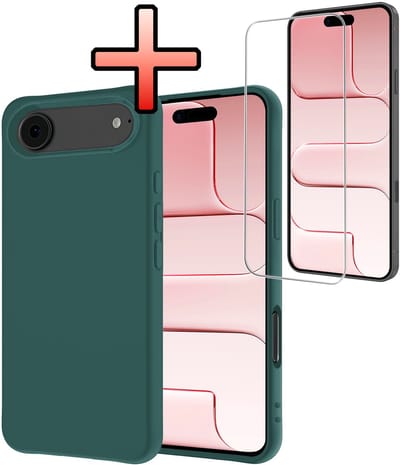 Hoesje - Met Screenprotector - Geschikt voor Apple iPhone Air - Sterk & Shockproof - Back Cover - Siliconen Case - Telefoon Hoes - Donkergroen