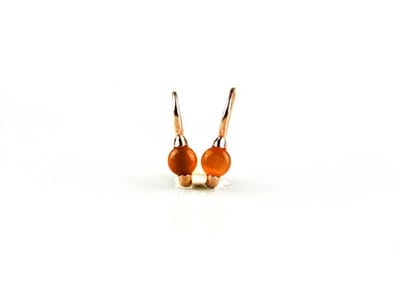 model Piccolo oorringen in zilver roze verguld cabochon oranje