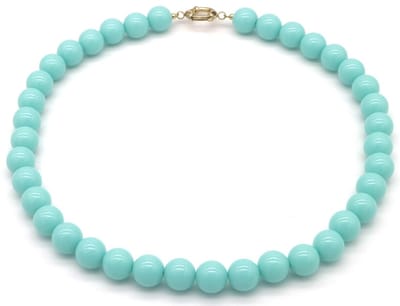 Ketting met kralen - RVS - blauw - 45 cm - dames