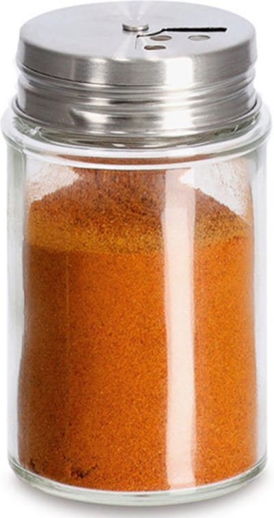 Zeller Kruidenpotje/strooier - glas/metaal - met strooihulpstuk - 90 ml - 5 x 8,5 cm