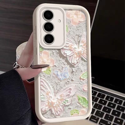 Olieverf Vlinder Hoesje Voor Samsung Galaxy S25 Edge S24 S23 S22 Ultra S21 FE A56 A55 A54 A53 A35 A15 A25 A34 A16 Zachte Cover For Galaxy S24 gray