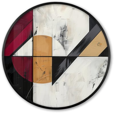 Poster in lijst Rond - Fotolijst 60x60 cm - Posters - Modern - Abstract - Geometrisch - Rood - Industrieel - Ronde posterlijst zwart - Decoratie - Wanddecoratie woonkamer - Muurdecoratie slaapkamer