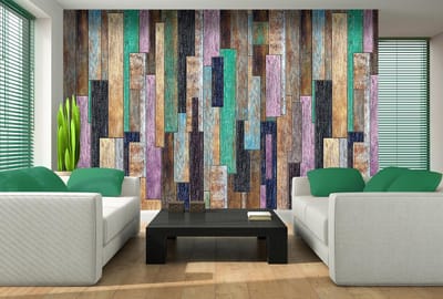 Wood Planks Painted Rustic Photo Wallcovering