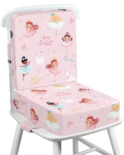 PromoHome Zitverhoging Kinderstoel in Schuim - Verhoogzitje 36 x 32 x 10 cm - Veilige Opklapbare Zitverhoger met Antislip - Patroon Balletmeisje