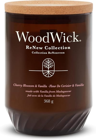 Grote Geurkaars met Crackling Wick | Kersenbloesem en Vanille | Plantaardige Soja Kokos Wax Mix | Gerecyclede Materialen
