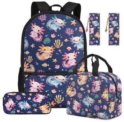 4-delige kinderrugzak met lunchbox en waterfles - ruime schooltas voor kinderen