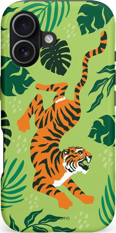 Casetastic hoesje geschikt voor Apple iPhone 17 - MagSafe - Dubbellaagse bescherming - Tijgerwoud - Fashion Case - Olijfgroen Goud