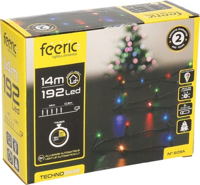 Feeric lights Kerstverlichting - gekleurd - 14 m- 192 led lampjes - zwart snoer - batterij