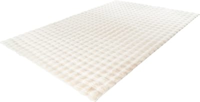 Lalee Harmony - 3d Vloerkleed - Tapijt – Karpet - Hoogpolig - Superzacht - Fluffy - Shiny- 3d blokjes- rabbit- 80x150 cm ivoor gebroken wit