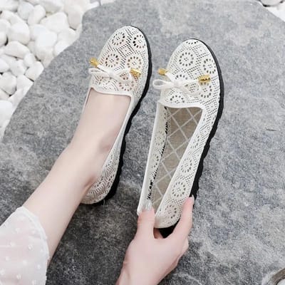 Chaussures d'été pour femmes Chaussures en maille Chaussures en tissu Chaussures à semelle souple respirantes pour femmes 36 beige