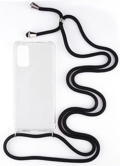 Shop4 - Geschikt voor Samsung Galaxy S20 Hoesje - Zachte Back Case met Koord Zwart