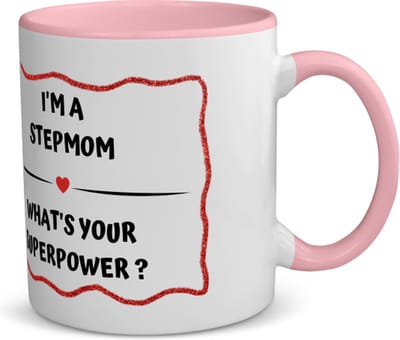 Akyol - i'm a stepmom what's your superpower? koffiemok - theemok - roze - Mama - super stiefmoeder - moeder cadeautjes - moederdag - verjaardag - geschenk - kado - 350 ML inhoud