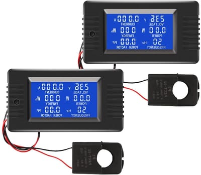 AC Spanning Ampèremeter - Vermogensmonitor - Energie Meten - Automatische Gegevensopslag - 2 Stuks 100A - Blauw
