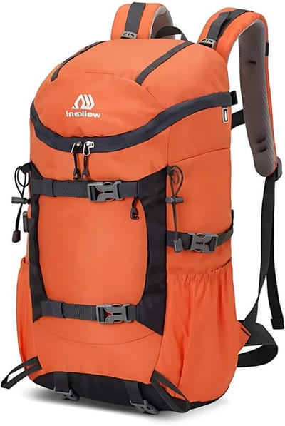 CarryQuest® - 30L Hydratatierugzak - Duurzame Nylon Hiking Backpack met Watercompartiment, Drinksysteem, Rugventilatie, Compressieband & Front-/Toploader - 49x28x19 cm - Oranje