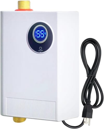 Waterverwarmer - Doorstroomboiler - Energiezuinige Boilers - Mini Boiler - Elektrische Tankloze Boiler - 3800W Compacte Boiler Onder de Gootsteen - Gemakkelijk om te Zetten Tussen Fahrenheit en Celsius - voor Familiekeukens, Badkamer