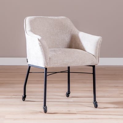 Bronx71® Eetkamerstoel met wieltjes Enzo chenille sand - stoel