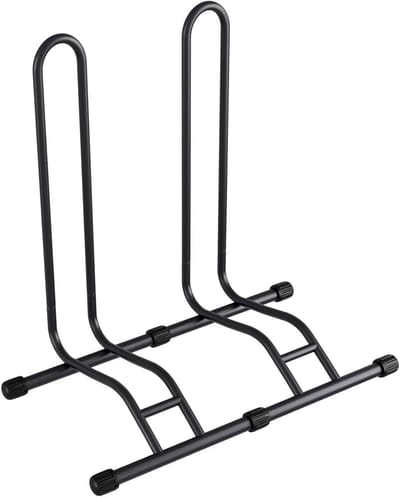 DPLUNIQ Fietsenrek - Fietsenstalling - Standaard Fiets - Fietsberging - Omkeerbaar Ontwerp - 2 Fietsen - 78,3x41x75,5cm - Zwart