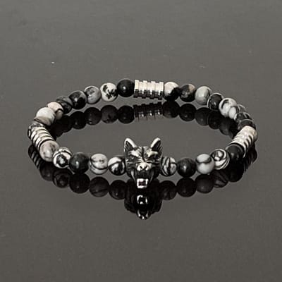 Wolf-Men - armband - kralen - natuursteen - elastisch
