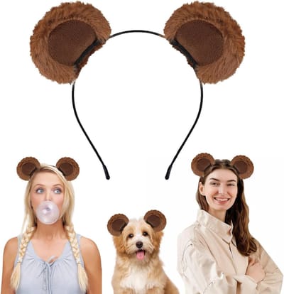 Bruine Berenoren Haarband voor Volwassenen - Schattige Beren Kostuum Accessoire voor Halloween en Cosplay Feestjes, Verstelbare en Beweegbare Oren voor Dames
