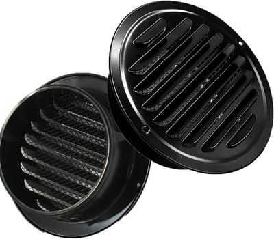 Ventilatierooster Rond - Afvoerrooster Met Wering - Buitenlucht Ventilatie - Dubbele Insectenwering - 200 mm Diameter - Zwart