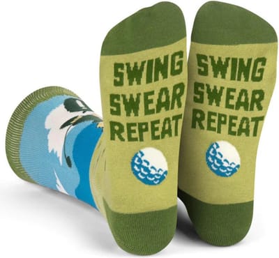 Grappige Sokken voor Golfers met tekst: Swing, Swear, Repeat - Golf socks Dames/Heren maat 38 tot 44