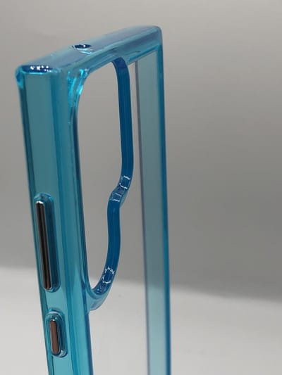 Premium Kwaliteit Crystal Anti-Yellow TPU/Kunststof Back Cover Hoesje- Geschikt voor Samsung Galaxy S22 Ultra / S23 Ultra - Turquoise/Transparant