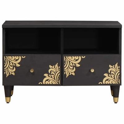 vidaXL - TV - Kast - met - lade - Zwart - 70 - x - 33 - x - 46 - cm - Massief - Mango - Hout