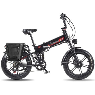 Randride YX20 dual motor 48V20AH detachable battery, 20 * 4.0-inch tires, aluminum alloy foldable frame, Ximano 7-speed electric bicycle Red zwart