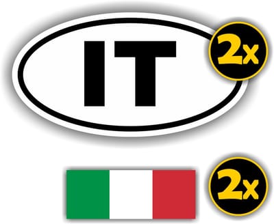 Jerma - IT - Italië vlag -Auto - Sticker - 2 st ovaal 13x7 cm - 2 st 7x2.5 cm - Vinyl - zelfklevend